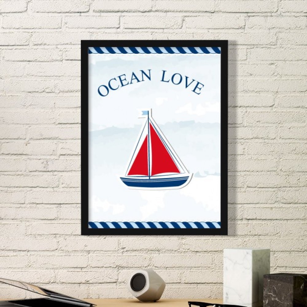 Peinture voilier océan en cadre bois le cadeau idéal pour amoureux de l'art marin