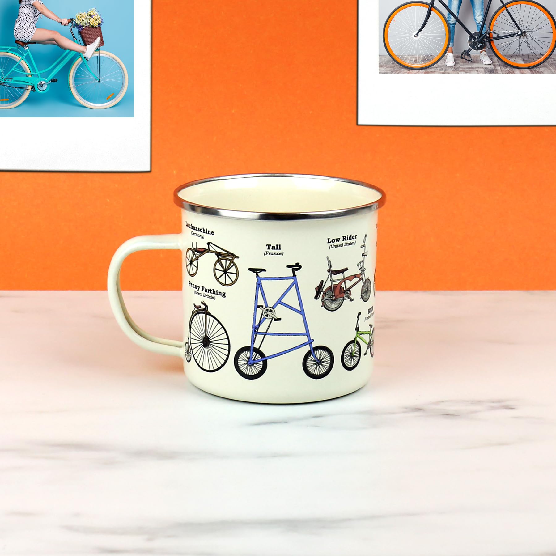 Gadget Per Escursionisti Gift Republic Tazza Smaltata A Forma Di Bicicletta, Da Campeggio, 500 Ml, In Metallo, Idea Regalo Per Uomo Accessori Tenda Escursioni Regalo Originale