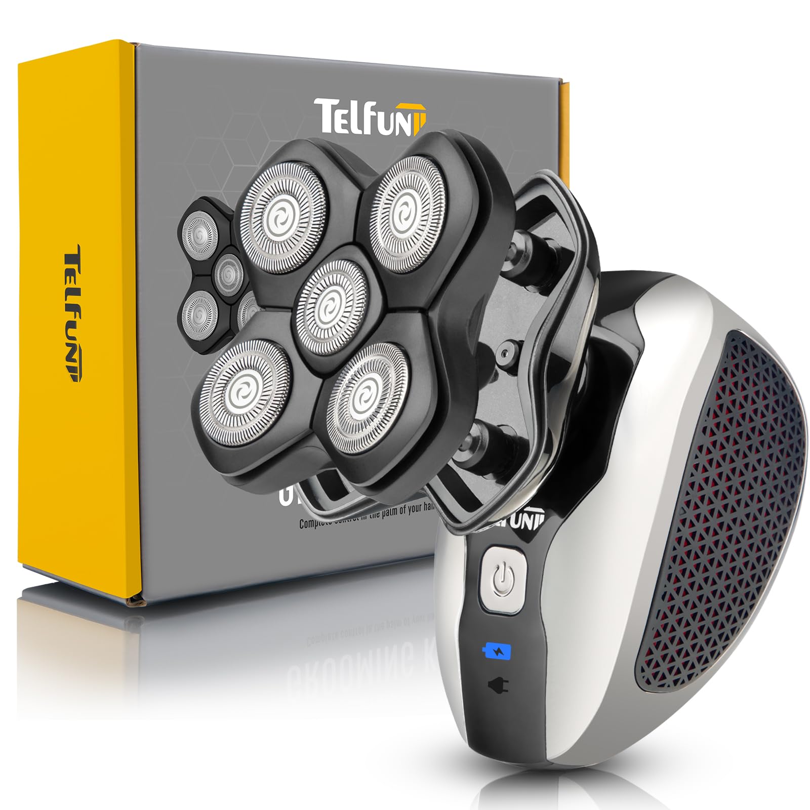 Upgrade Magnetic Head Shavers for Bald Men, Cordless & Comfort 5-in-1 Electric Razor - IPX7 Waterproof Wet/Dry Mens Grooming Kit - Easy Use Palm Shaver for a Smooth Bald Shave