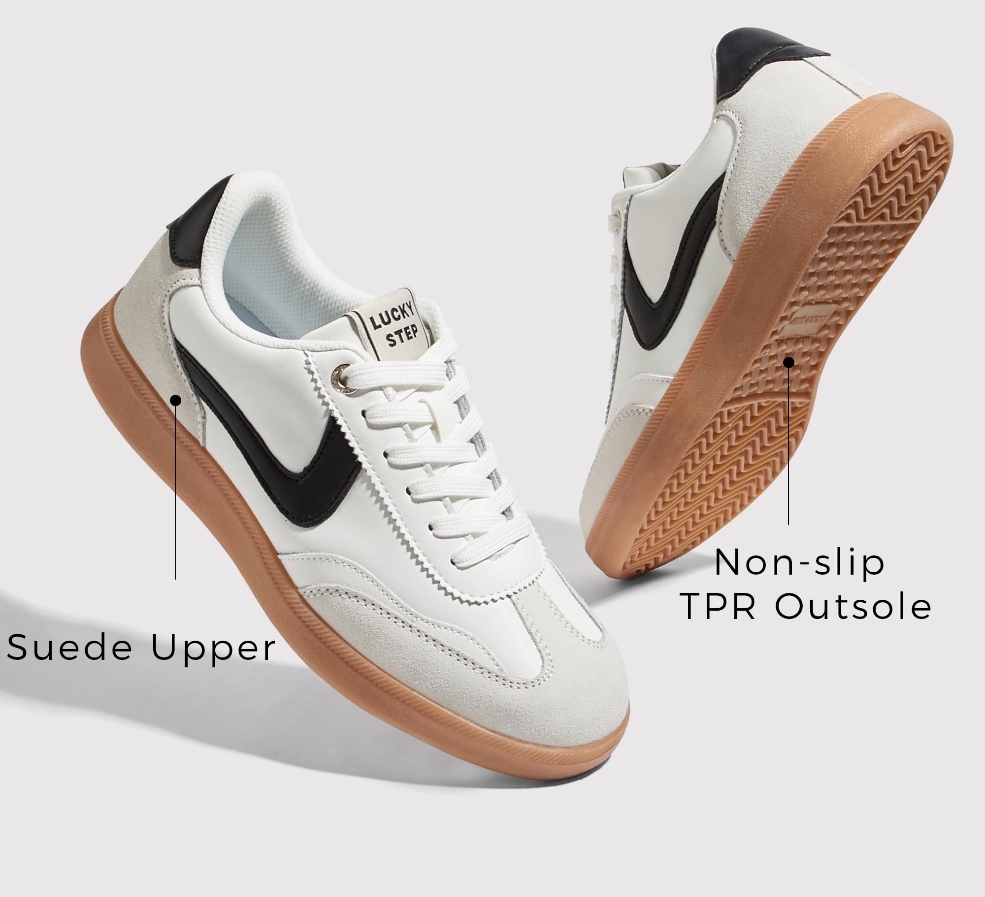 LUCKY STEP Sneakers retrò da Donna - Sneakers alla Moda Classiche, Antiscivolo e comode per Camminare e Pattinare | Scarpe da skate casual | Scarpe da passeggio con lacci antiscivolo