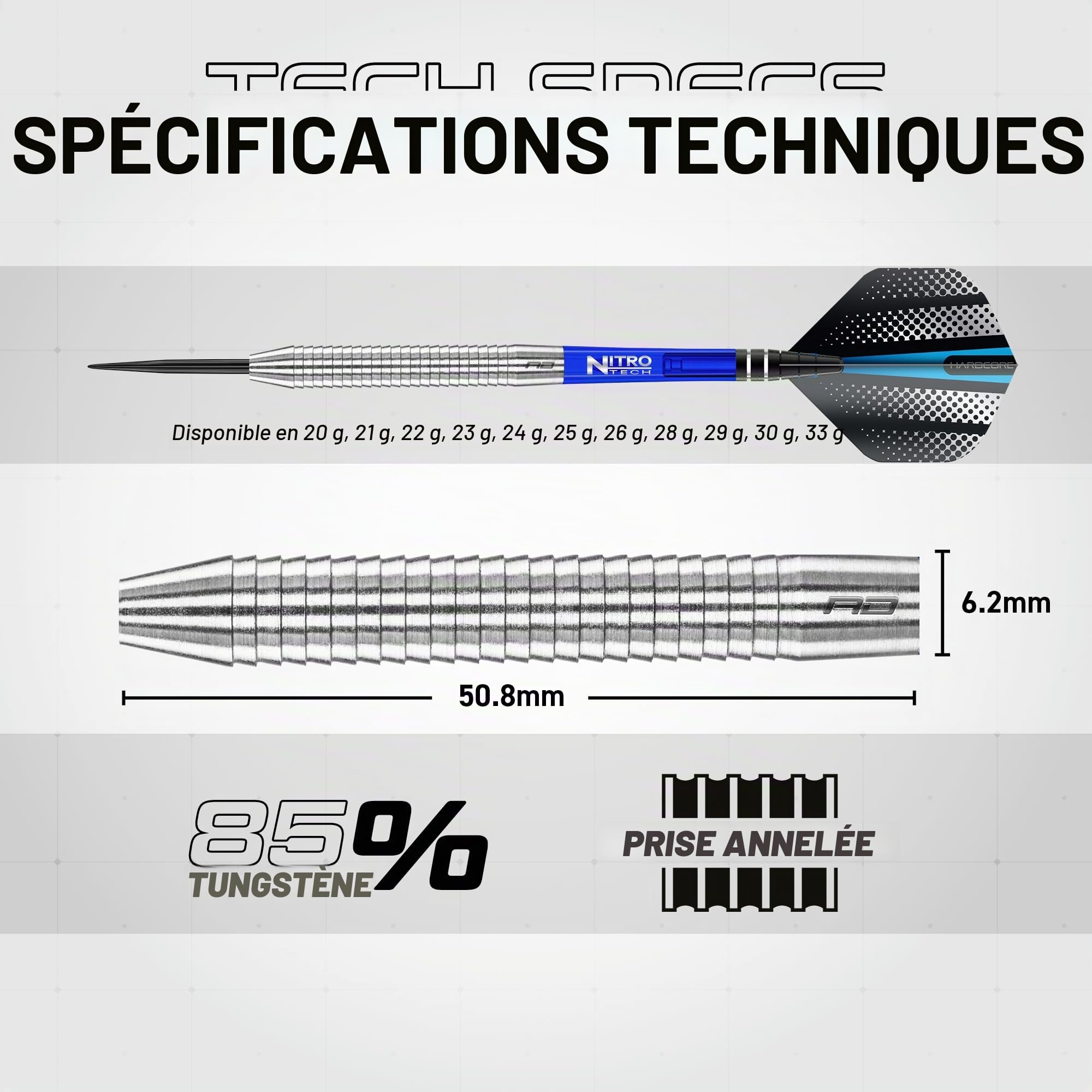 RED DRAGON Darts | Série Razor Edge | Set de Fléchettes en Tungstène à 85% | 20g-33g | Set de Fléchettes Pointe Acier | Original, Black, Spectron, Extreme | Ailettes de Fléchette | 20g-33g