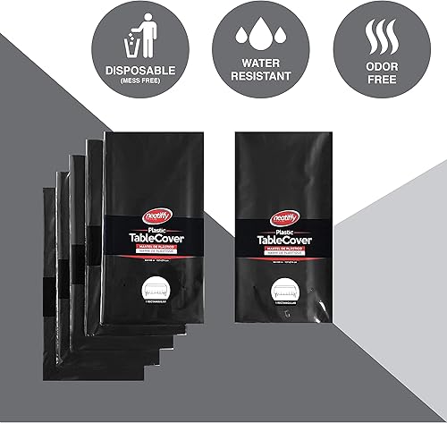 Miniatura 10 de Neatiffy Paquete de 6 manteles rectangulares de plástico de 54 x 108 pulgadas, para picnic, campamento, fiesta, banquete. Manteles desechables y
