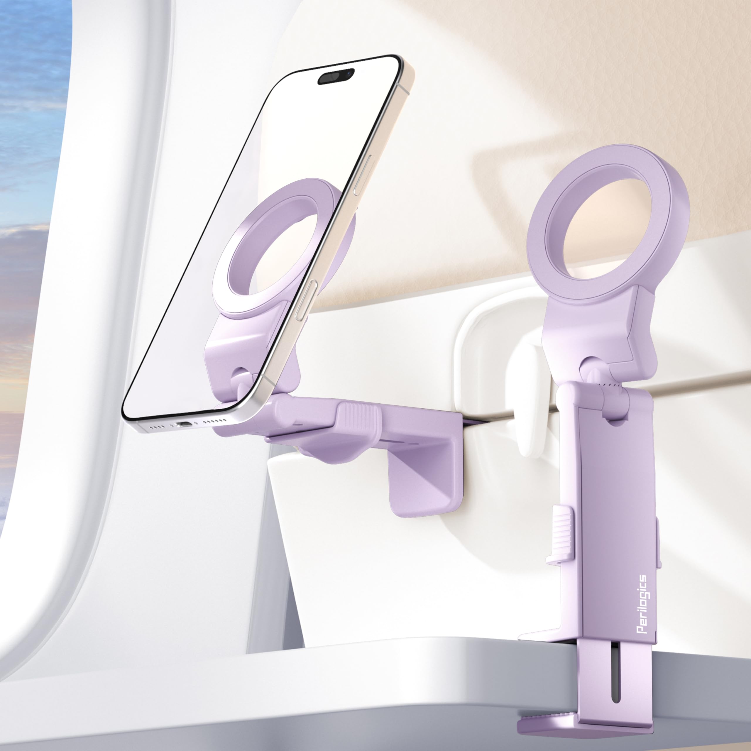 Perilogics Airplane Phone Holder for MagSafe Universal Phone Mount for Long Flight Airplane Travel Essentials Cruise Must Haves