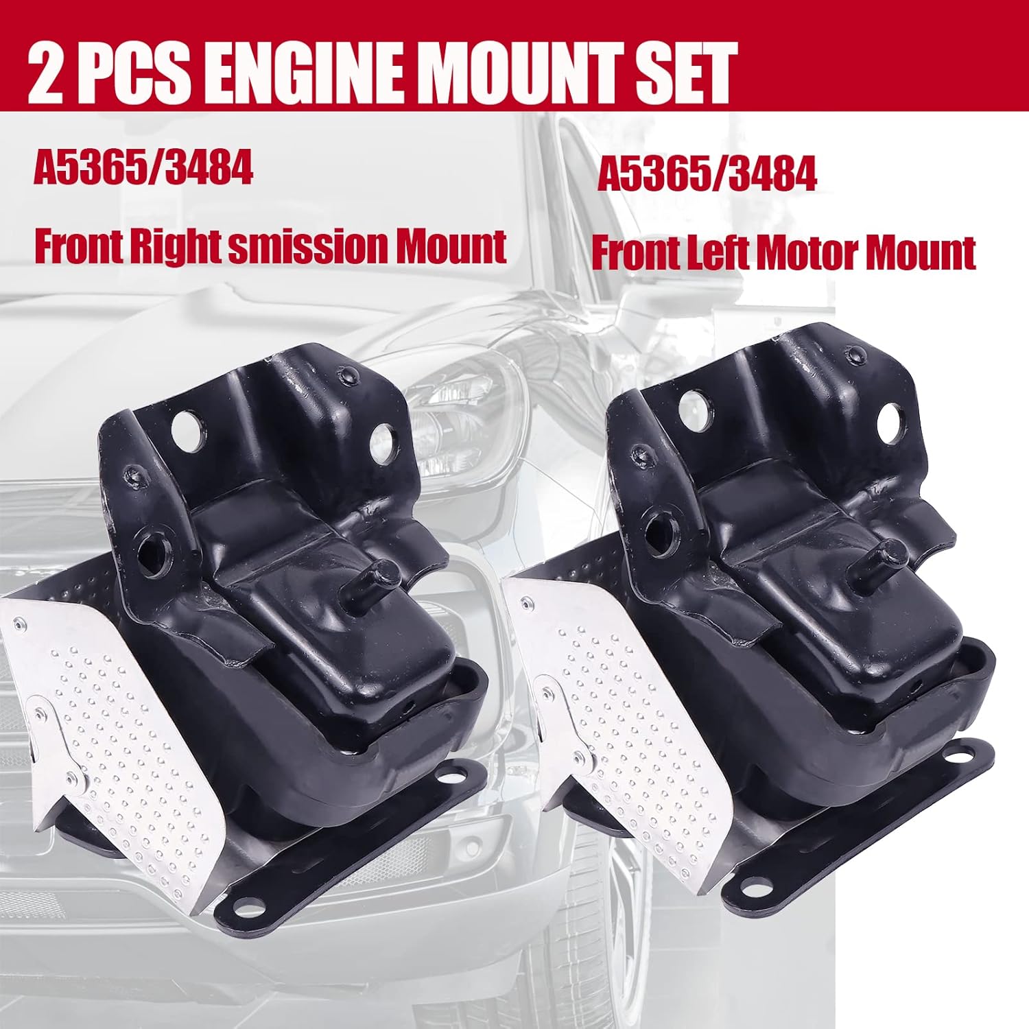 Engine Motor Mount Set 2PCS with Heat Shield Compatible with 2007-2014 Chevy Silverado Tahoe Suburban, GMC Sierra Yukon, Cadillac Escalade, Hydraulic, Replaces A5365HY 15854941