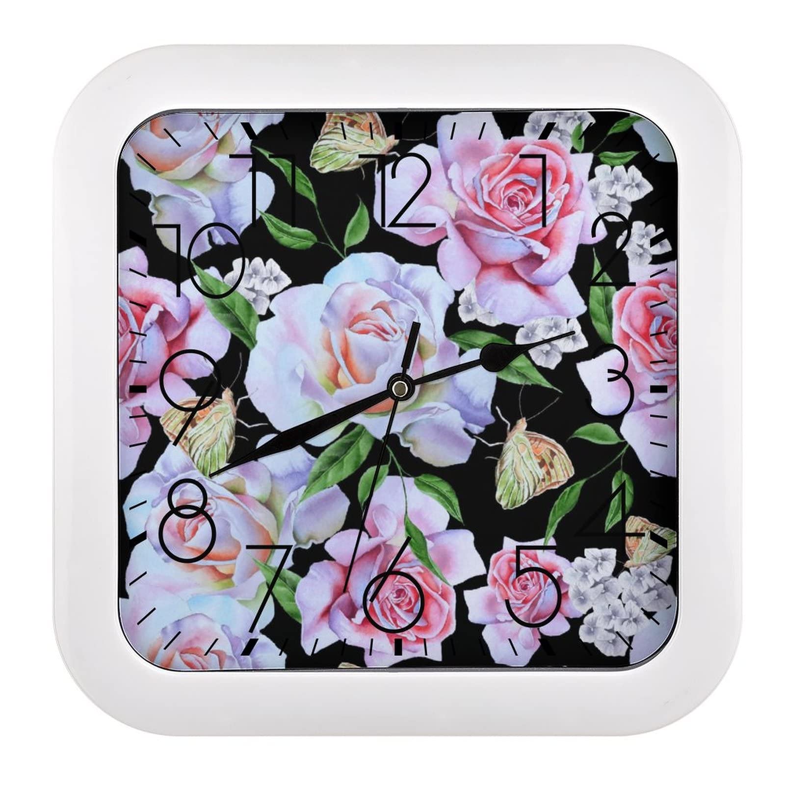 Pendule murale silencieuse fleurs roses : éliminez le bruit dans votre bureau moderne