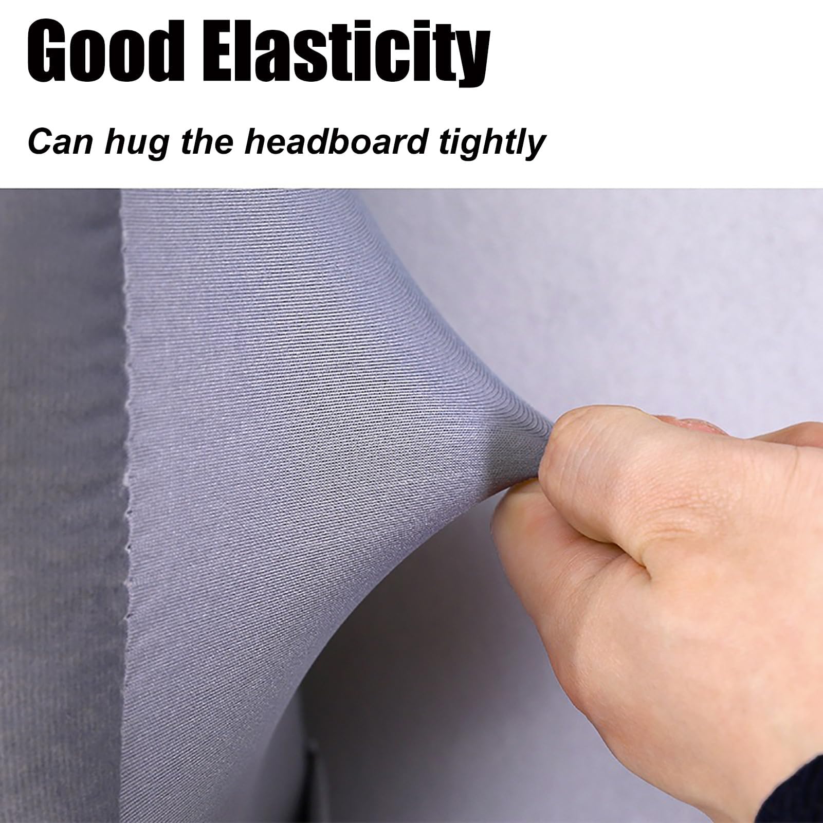 Fodera per Testiera Elastica per Letto Matrimoniale - Copertura Antipolvere Universale Full Size (180cm, Grigio Chiaro)