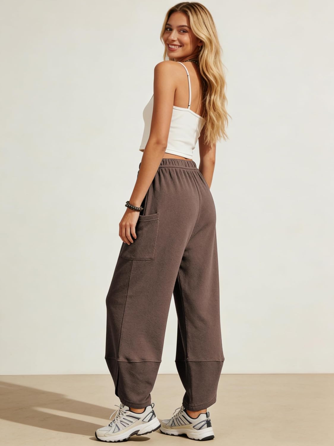 Xiaoxuemeng Womens Wide Leg Sweatpants Elastic Waist Baggy Harem Pants Drawstring Palazzo Sweatpants - Image 6