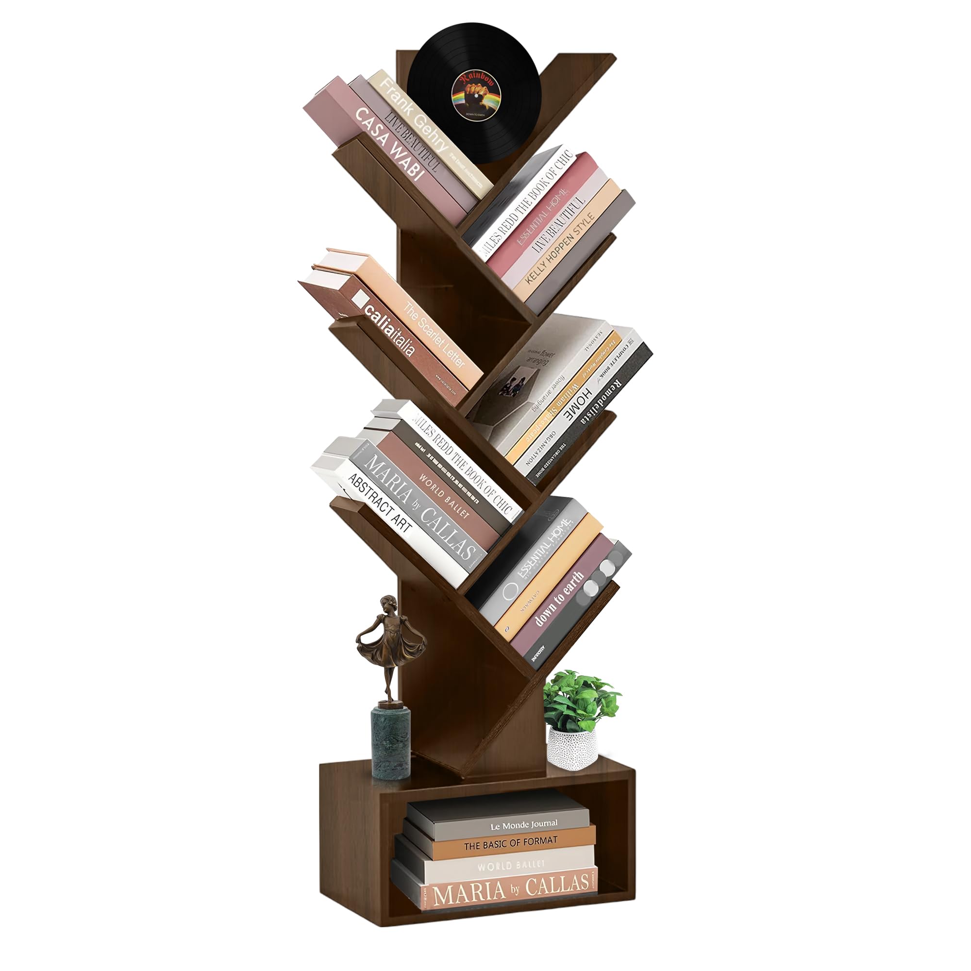 Amazon.com: 6 Tier Tree Bookshelf, Tall Narrow Wooden Bookcase