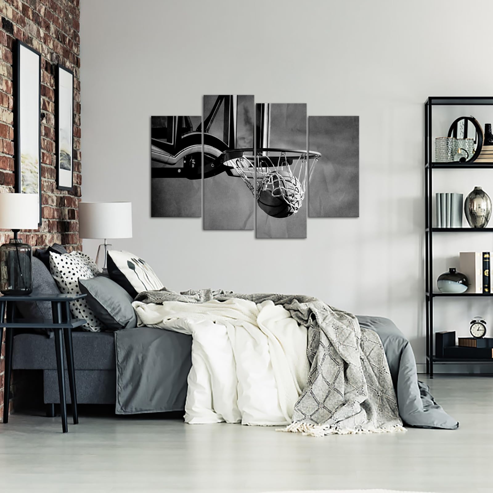 Tableau Toile Basketball Star Dunk - Set 3 Affiches Sport 50x70cm Pour Chambre Garçon