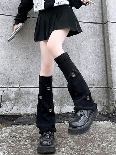 Miniatura 5 de Gothic Acubi Leg Warmers Grunge Lolita Winter Cuff Y2K Harajuku Knee High Knit Socks Japanese Preppy Leggings Gaiters