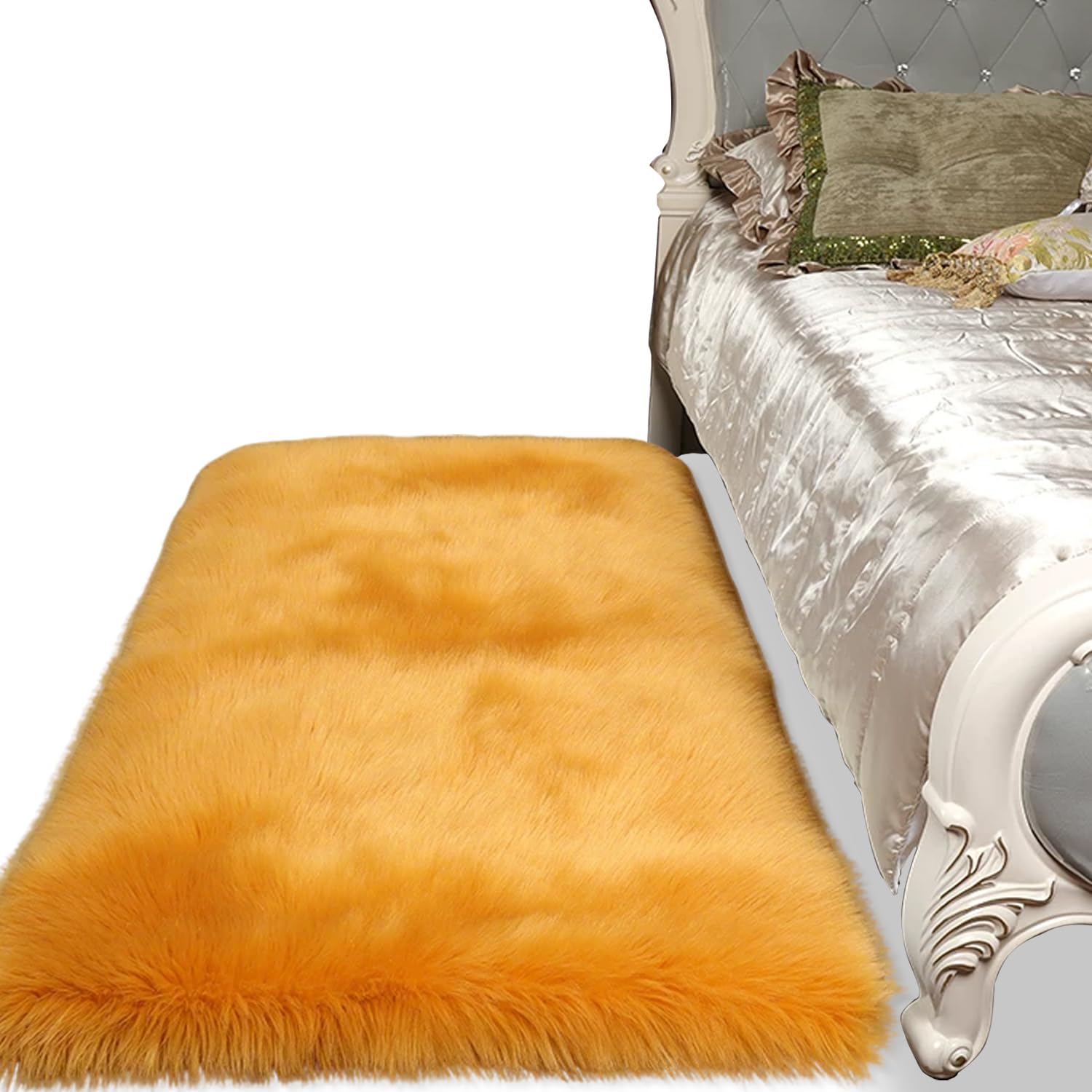 Tapis fausse peau de mouton lavable et grand tapis de chambre pelucheux
