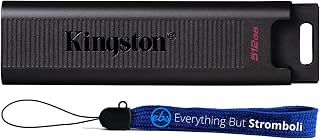 Kingston Flash Drive DataTraveler Max 512GB USB 3.2 High Speed 1000MB/s USB Type-C for Computer (DTMAX/512GB) Bundle with 1 Everything But Stromboli Lanyard