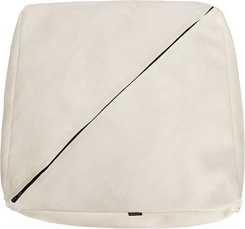 Miniatura 18 de Thgonwid Unstuffed - Puf cuadrado hecho a mano, funda otomana de piel sintética, taburete cuadrado de almacenamiento, dormitorio y sala de estar,