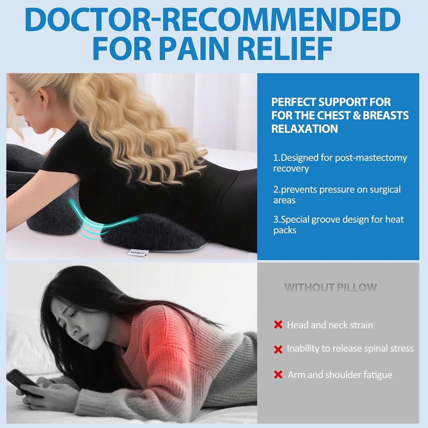Massage Kopfstütze für Bett,Massagekissen Kopf Loch,Massage-Gesichtswiegenkissen aus Memorys-Schaum,Geeignet für Verschiedene Einsatzbereiche wie Schreibtisch, Spa, Salon und Massageliege. (2)