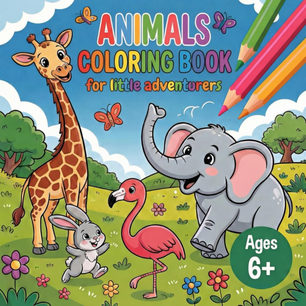 Animal Coloring Book for Little Adventurers Aged 6 and Up with 50 Creative Designs (Happy Kids Coloring Books)