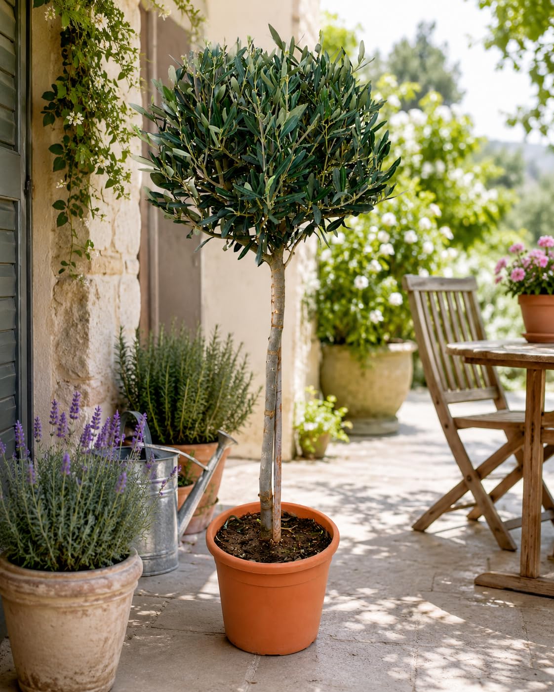 Olivenbaum-Stämmchen 100-120 cm – Mediterraner Olivenbaum für Garten, Balkon & Terrasse – Winterhart, Immergrün & Pflegeleicht