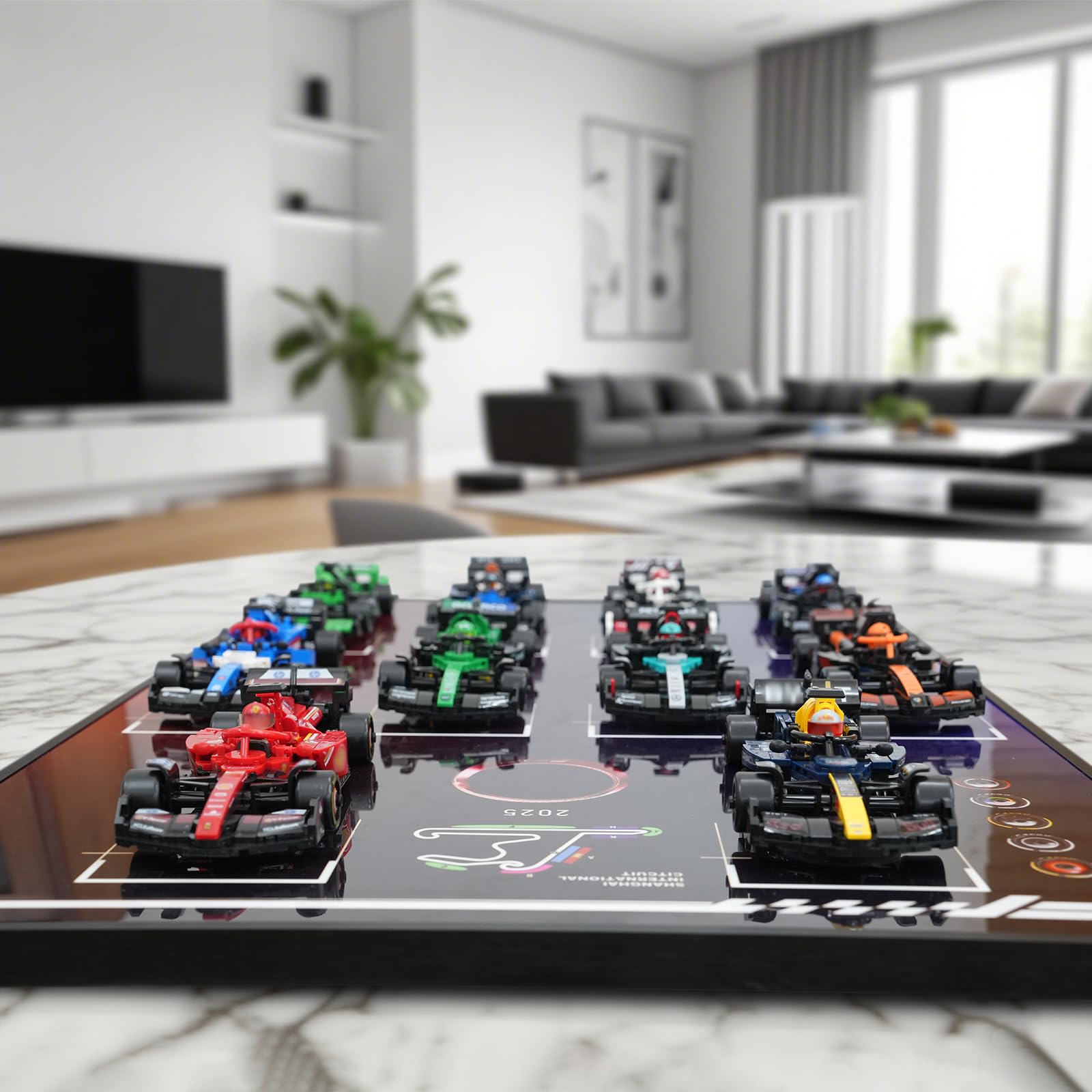 XIU F1 Display Board, Wall Mount with for Lego Speed Champions F1,Performance Race Car Building Set 77242-77251,Adult Collectibles Wall Mount, Home or Office Décor, Gradient Color (No Car Included)