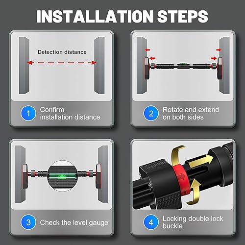 Miniatura 8 de Gadpiparty Barra de dominadas para puerta, resistente, 440 libras, sin tornillos para inquilinos y gimnasio en casa, ajustable de 27.5 a 39