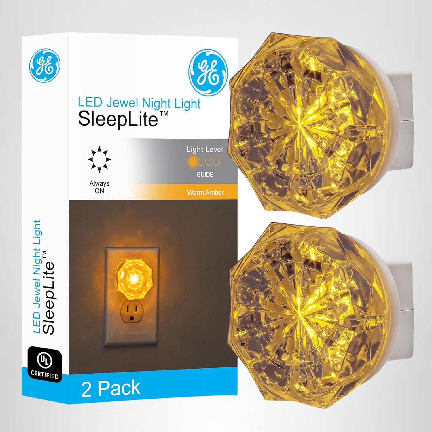 Lámpara nocturna LED GE SleepLite Jewel, 2 unidades miniatura 1