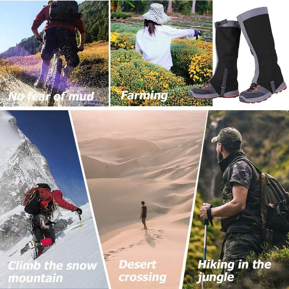 Ghette Impermeabili,Traspiranti Antivento da Adulti Montagna Alpinismo,per Acarponi da Caccia,Escursionismo,Passeggiate,Trekking Trail Running di Ghette