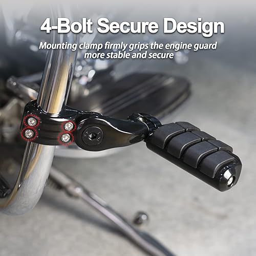 Miniatura 2 de Estriberas cortas en ángulo para autopista, reposapiés para Touring Street Glide Road Glide Road King Electra Glide con protector de motor de 1.25