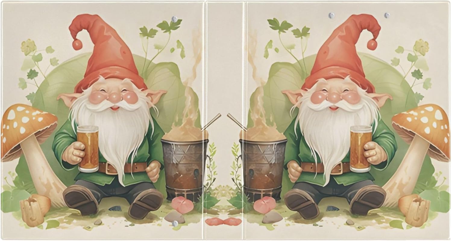 St. Patrick's Day Elf 3 Ring Binders, 1.5” Round Ring Binders with Clipboard - Letter Size, 3 Interior PVC Clear Pockets & Anti-Slip Clip for Office School Supplies, 2PCS