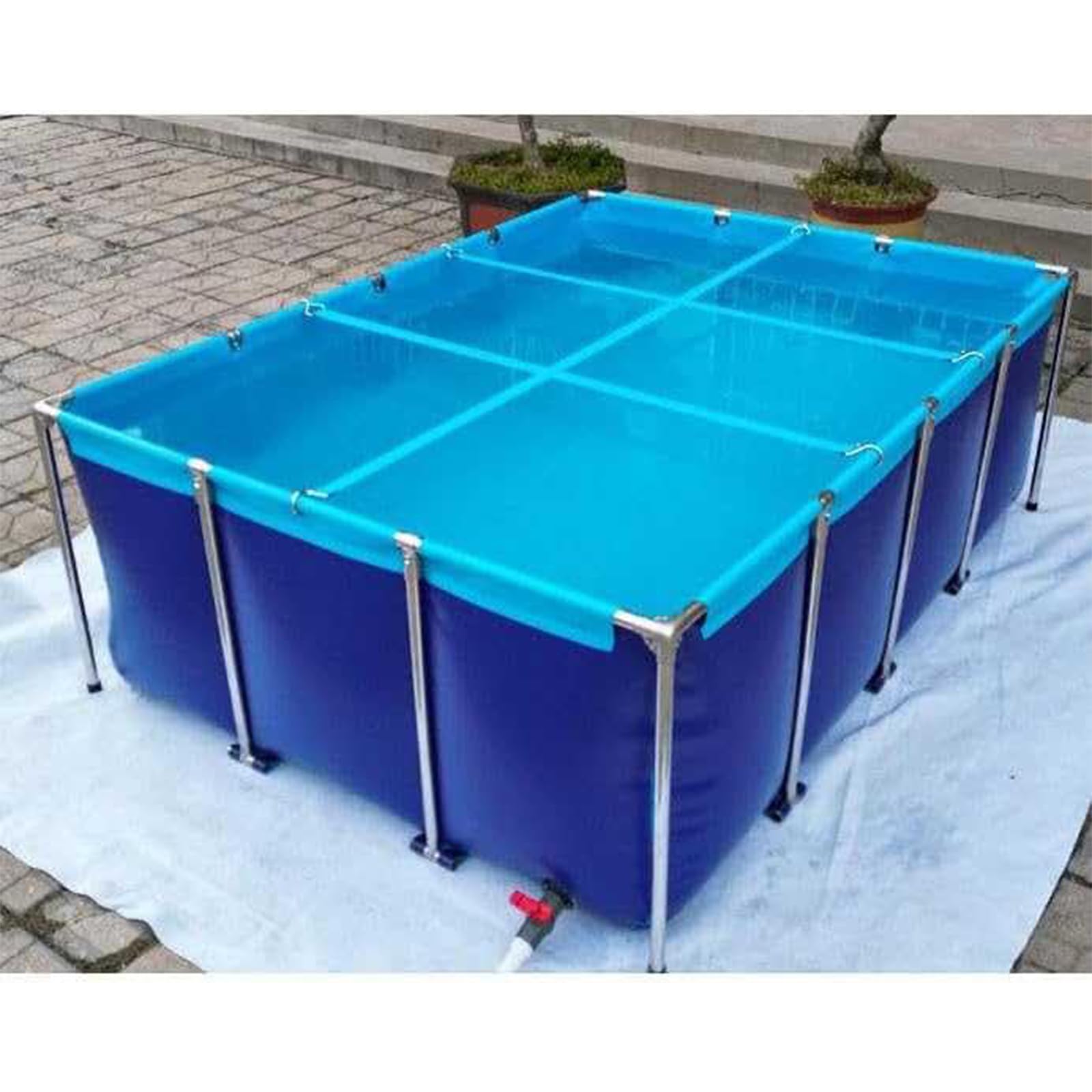 Płótno PVC zbiornik na wodę 120 x 80 x 60 cm - Idealny do tymczasowego przechowywania wody w akwarystyce, ogrodnictwie i aktywności na świeżym powietrzu - przenośny stojak