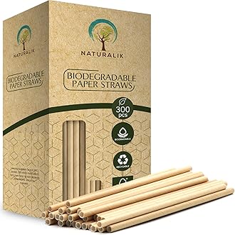 Naturalik 300/1000-Pack Extra Durable Brown Paper Straws Biodegradable- Premium Toxin Free Paper Straws Bulk- Drinking Straws for Juices, Restaurants and Party supplies, 7.7" (Brown, 300ct)