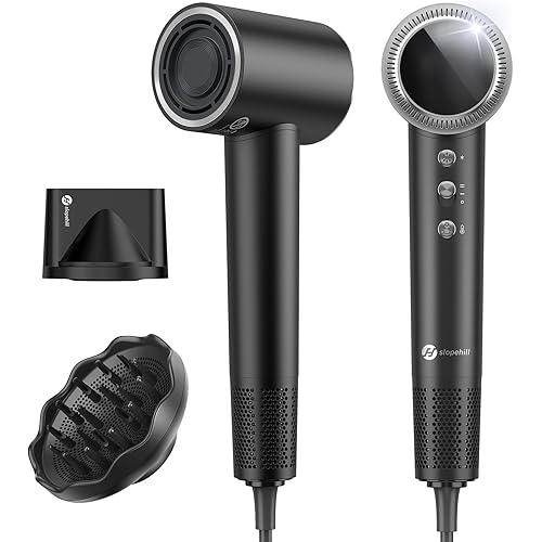 slopehill 160,000 RPM Professional Hair Dryer - 0.8lb Ultra-Lightweight, 6 Billion Ion Technology for 98% Frizz Reduction, AI Smart-Temp Control, Magnetic Attachments for All Hair Types