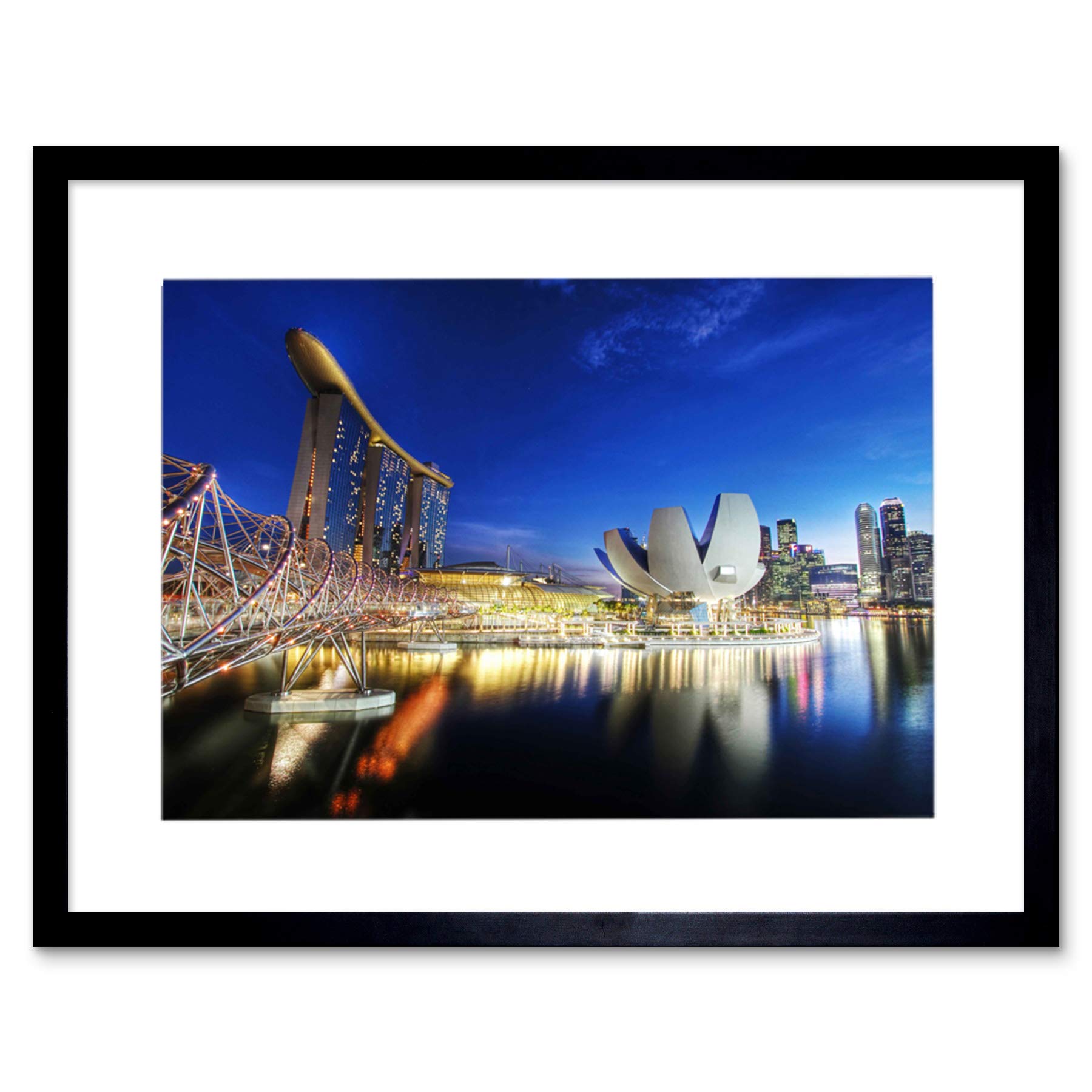 Wee Blue Coo Cityscape Marina Bay Sands Singapore Photo Picture Framed Wall Art Print