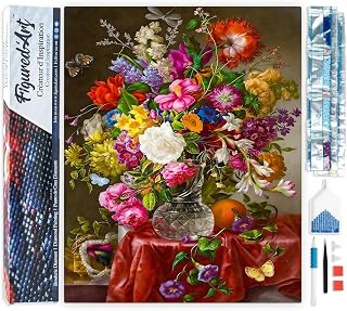Figured’Art Diamond Painting Art kit for Adults 16"x20" Full Square Drill 5D Large Bouquet of Flowers Complete DIY - Rolled Canvas