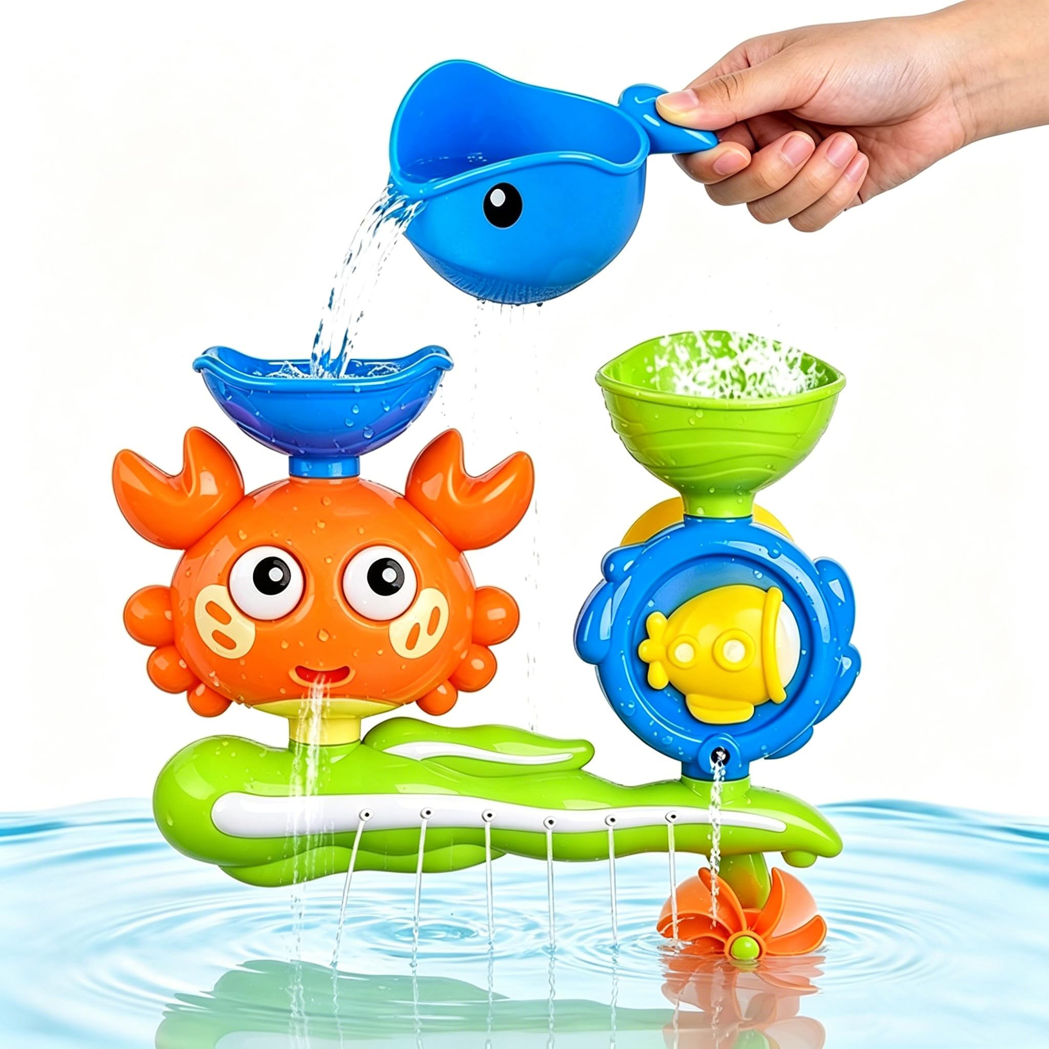 Toddler Bath Toys, Baby Bath Toys with Suction Cup, Crab Bathtub Water Toy, Cute Yellow Crab Toy for Girls & Boys 2 3 4 5 Years Old