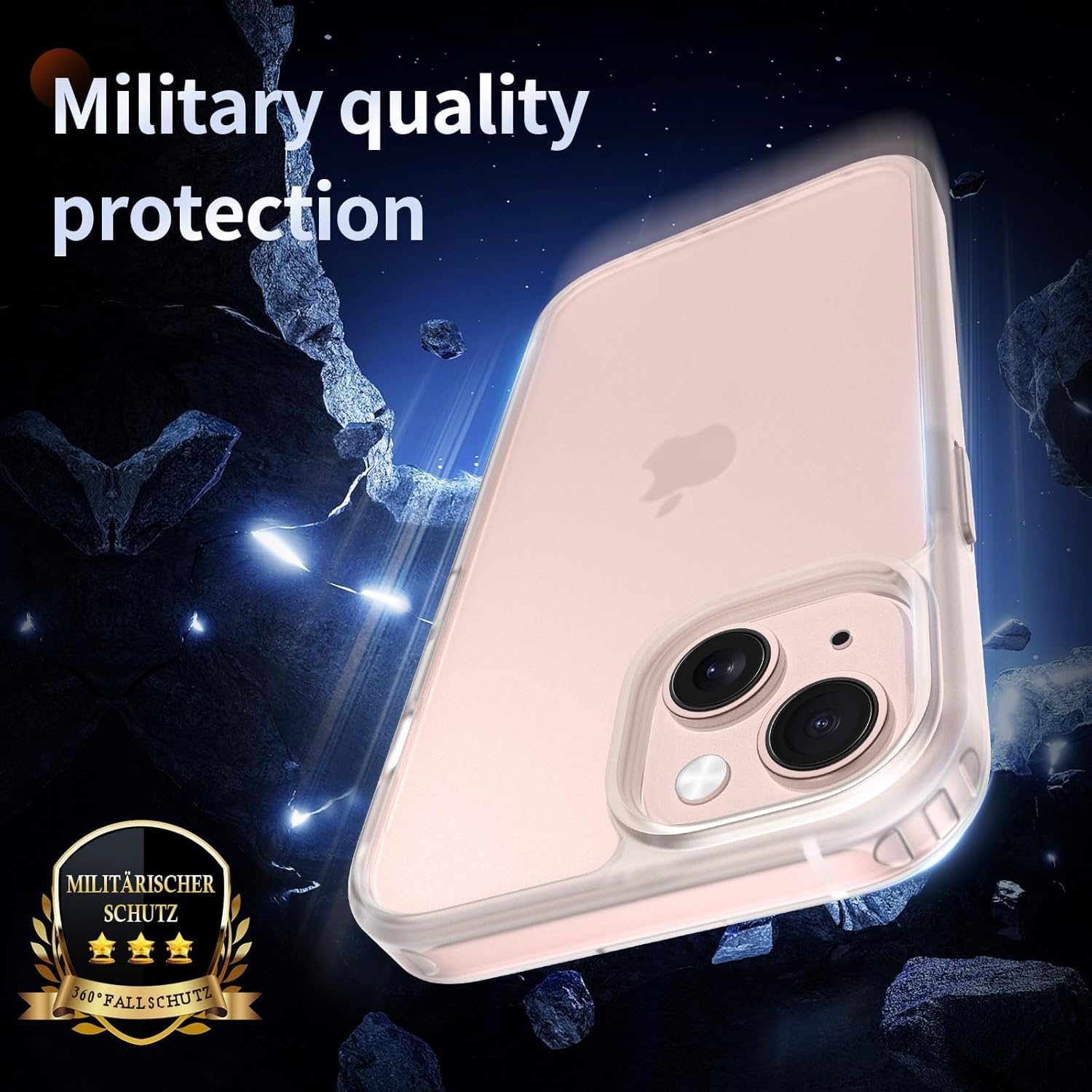 FLLAO 4 in 1 Cover per iPhone 13 Custodia con 2 Pellicola Vetro Temperato e 1 Fotocamera Protettiva, [Cuscino d'aria integrato] Morbido TPU Bumper Protection Cover iPhone 13, Bianco