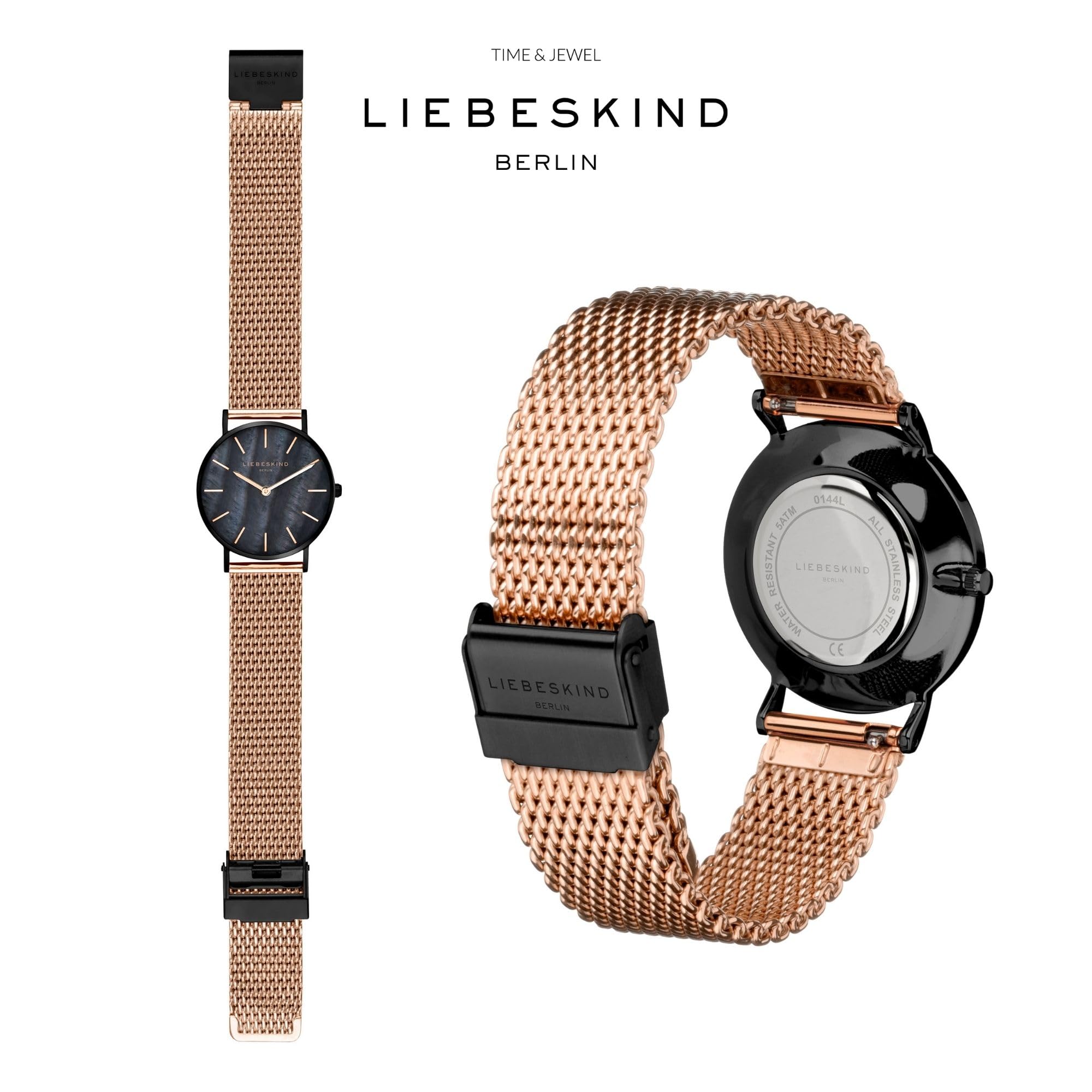 Liebeskind Berlin Damenuhr – Runde Quarzuhr 34 mm – Mesharmband – 5 ATM wasserdicht – Modern & elegant