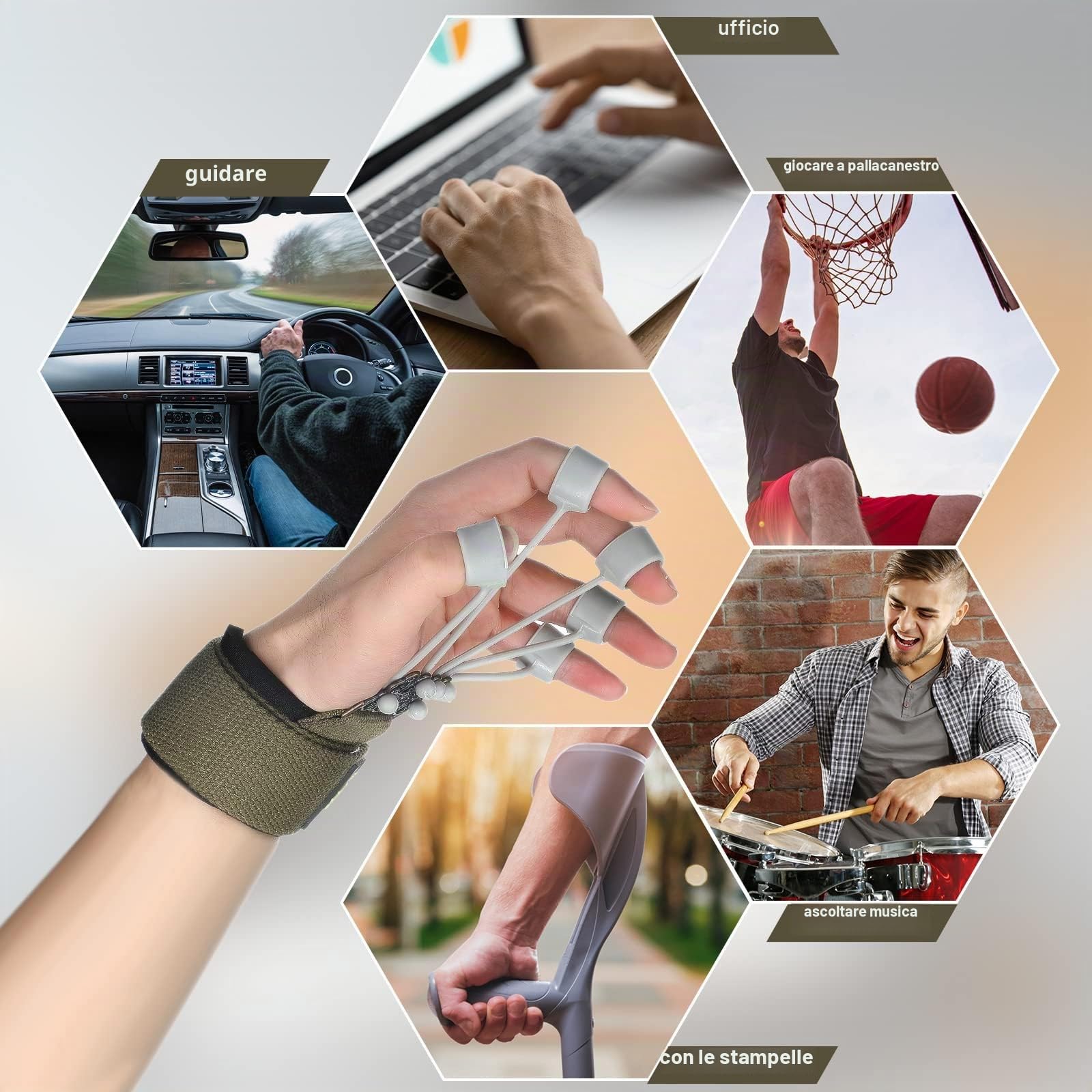 zalati Finger Strengtheners Finger Exerciser Resistance Band Stretcher per allenamento della forza, allenamento di estensione della flessione delle dita, nero, 9,1 kg