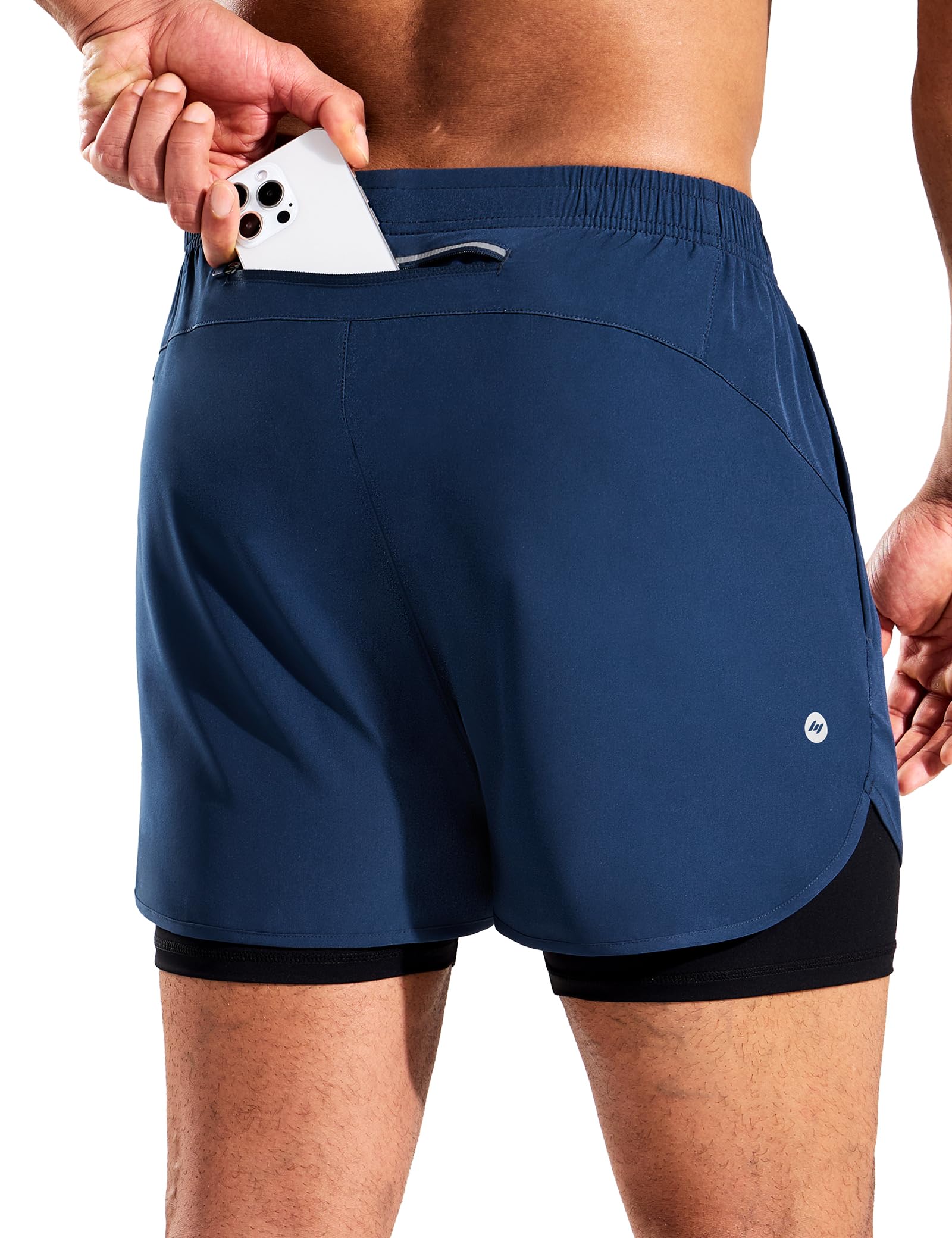 MIER Pantaloncini da corsa 2 in 1 da uomo con fodera, 7,6 cm, ad asciugatura rapida, per palestra, allenamento, atletica, con tasche