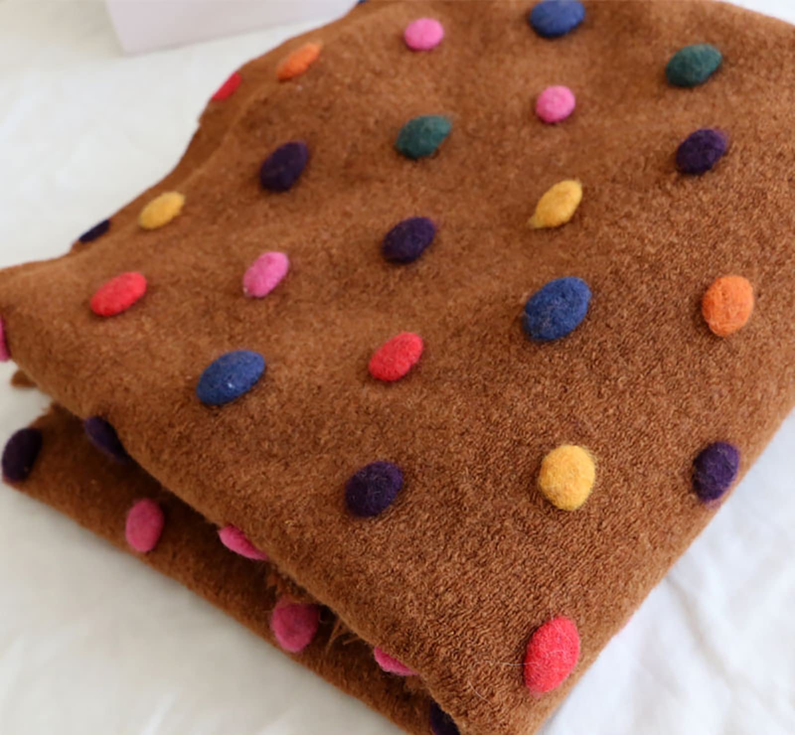 Urocza tkanina wełniana trójwymiarowy kwiat pluszowa tkanina puszysta tkanina wełna moda materiał rzemiosło materiał szalik DIY szycie ręcznie robiona poduszka ubrania kurtka 160 * 50 cm (rozmiar: 160 cm * 50 cm)
