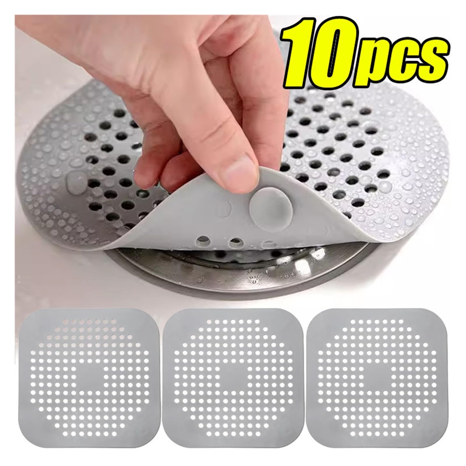 10pcs Kitchen Sewer Silicone Bathroom Floor Bathtub WaterFilter Home Accessories Shower Drain Hair Catcher Sink Strainer Für Küche(Gray)