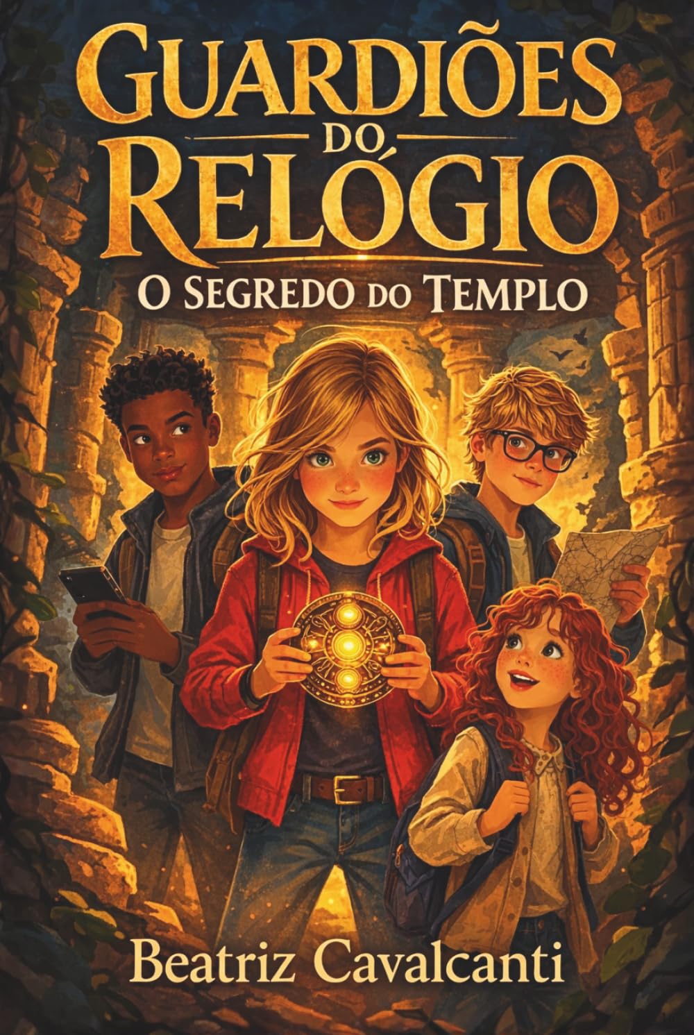 Guardiões do Relógio, O Segredo do Templo - Livro 1: Uma aventura no tempo sobre amizade e coragem, ideal para crianças de 9-13anos.