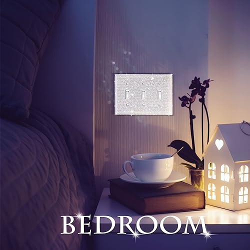 Miniatura 3 de 2 piezas de diamantes de imitación de cristal para cubierta de interruptor de luz, placa de pared brillante brillante para placa de pared decorativa