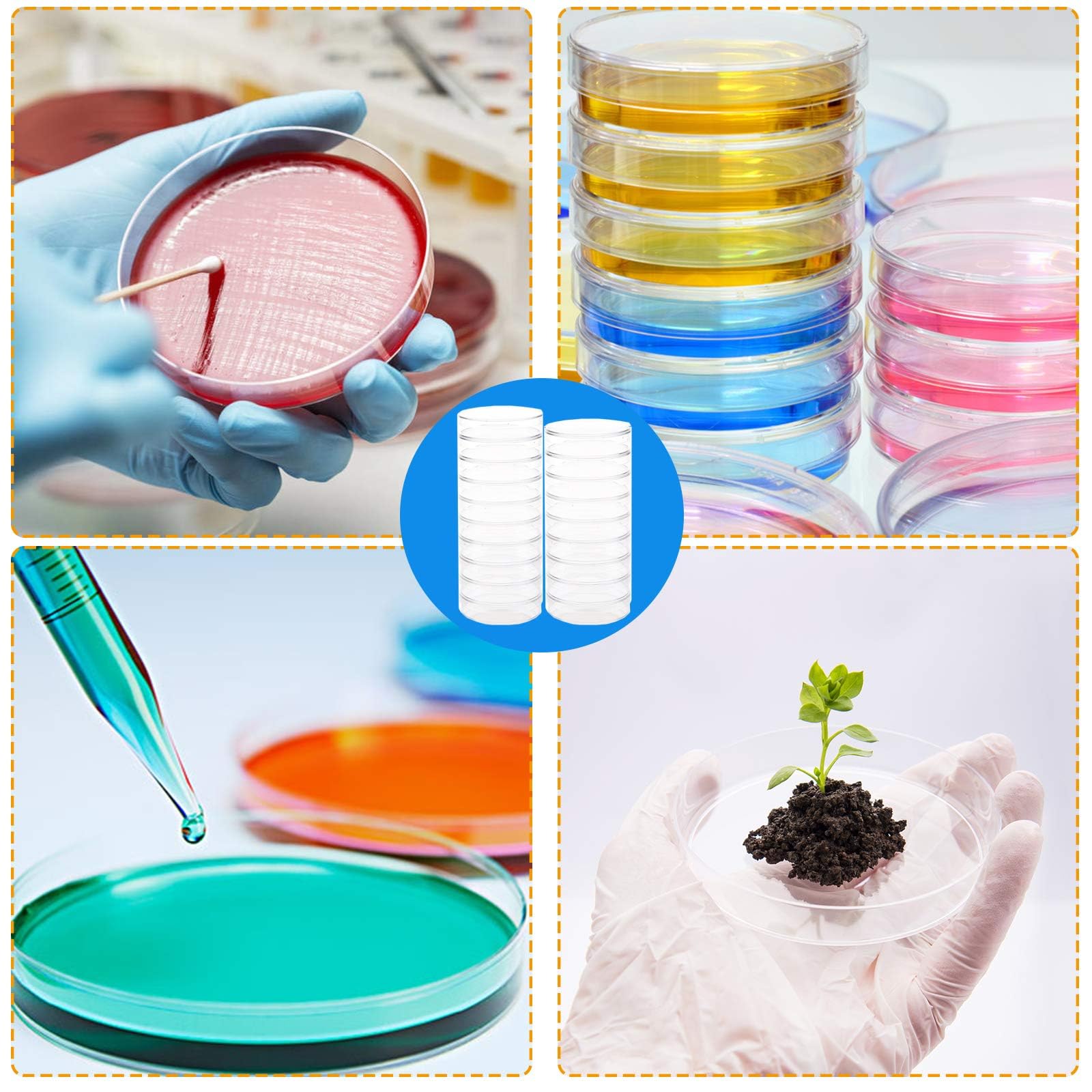 30 unidades de plástico Petri Dishes with Lids,90 x 15 mm Bioresearch Estériles Petri Dish,Culture Dishes for School Science Projects,Seeding,Storage,Biological Themed Party