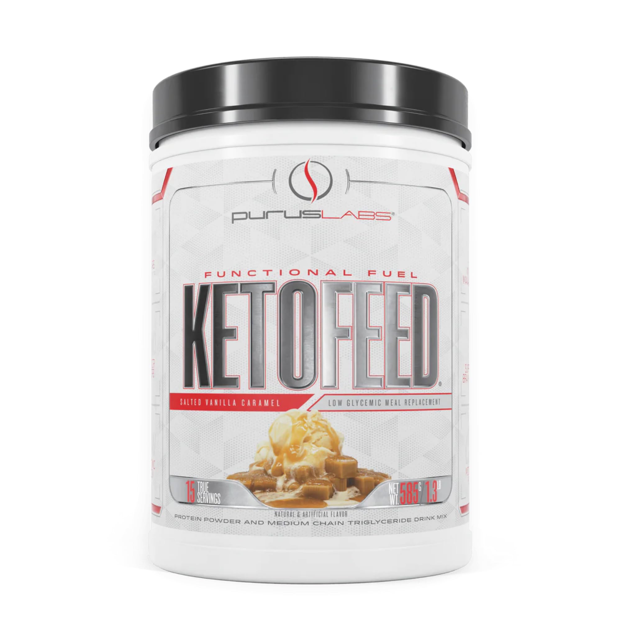 KetoFeed Protein | Keto Low Glycemic Protein Meal Replacement | Low Carb, 0 Sugars | Added MCTs | 20g Whey Protein (Salted Vanilla Caramel)