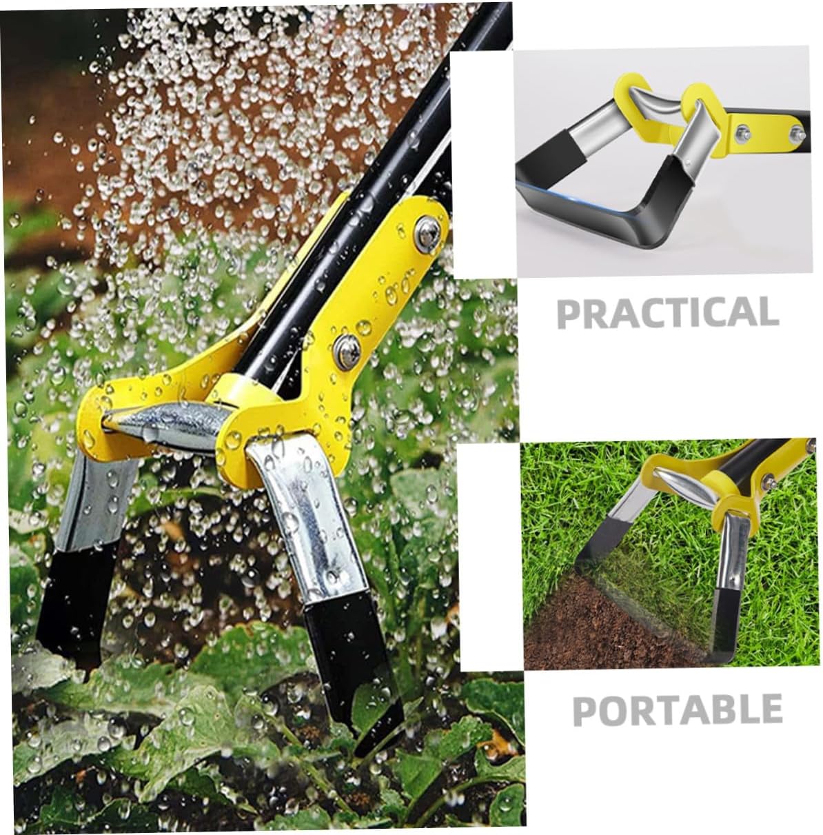 Yardwe Hand Stirrup Hoe and Small Garden Cultivator for Weeding, 1.6m Long Handle Gardening Tool for Lawn and Flower Beds, Manual Weed Removal Tool for Patio and Outdoor Planting