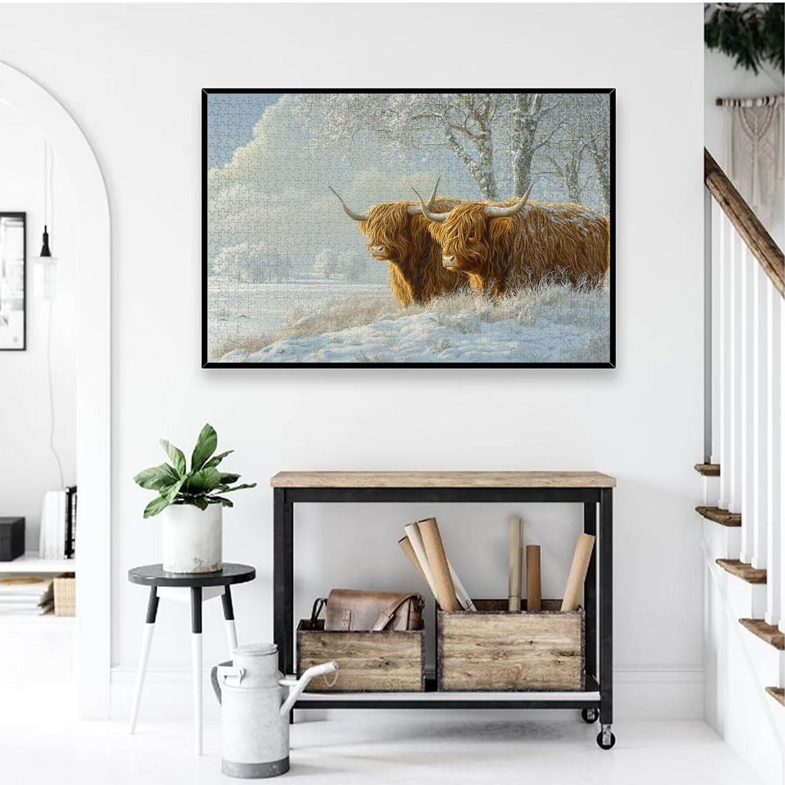 Puzzle 1500 Piezas, Puzzle Highland Cow con Caja para Adultos, DIY Animal Rompecabezas Madera para Adultos, 1500 Piezas Rompecabezas Desafiante, para Decoracion Hogar, Regalo Mujer/Hombres, -1070