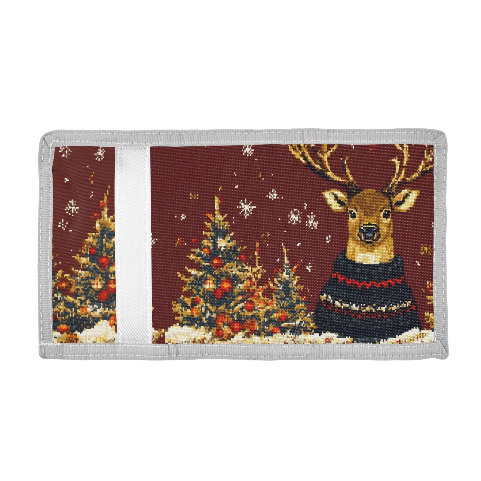 FOLIOSA Christmas Deer Kids Wallet for Boys Girls Youth, Compact Fabric 4.9×2.9 in