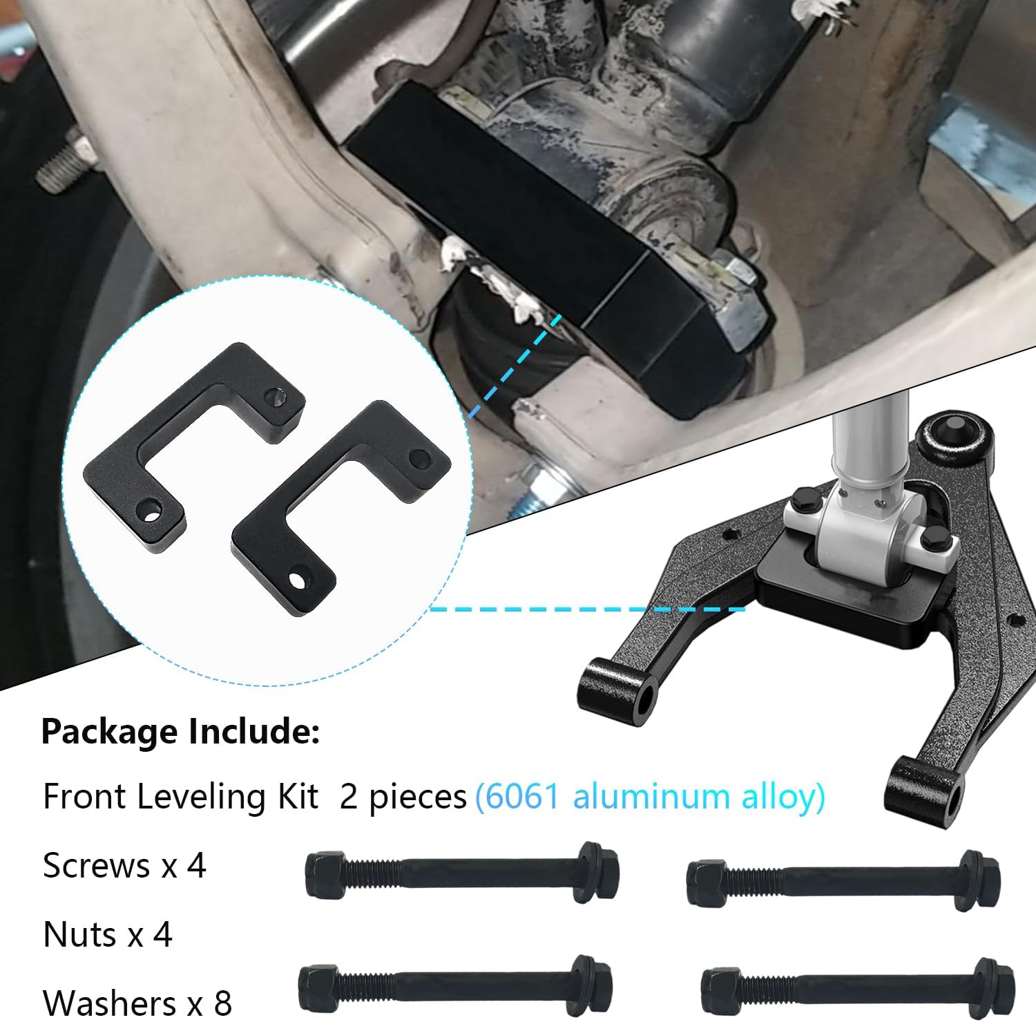 2" Leveling Lift Kit Aluminium Compatible with 2007-2019 Chevy Avalanche Silverado GMC Sierra Yukon Tahoe Suburban 1500 2wd/4wd