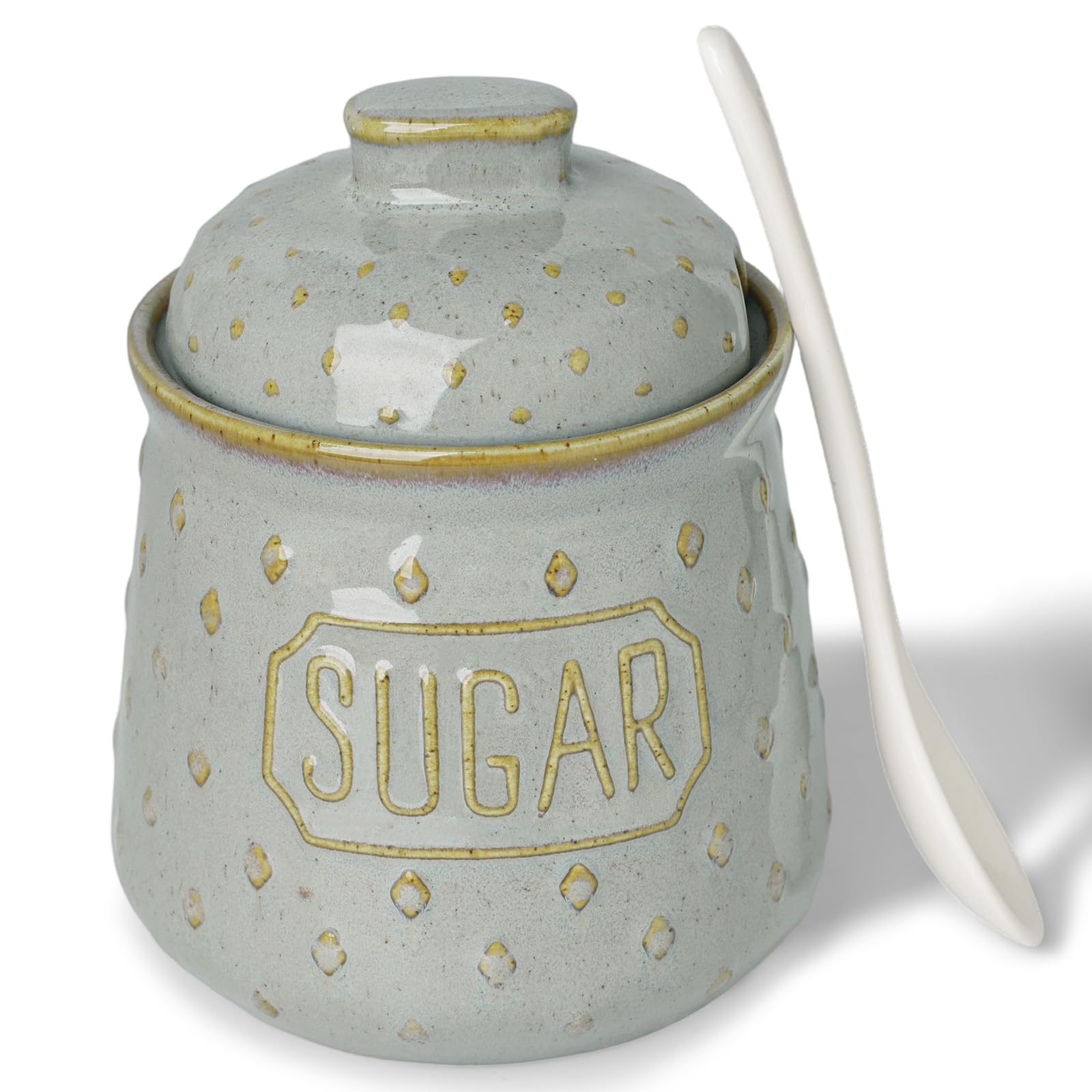 Boîtes de rangement à sucre en céramique grise de style vintage
