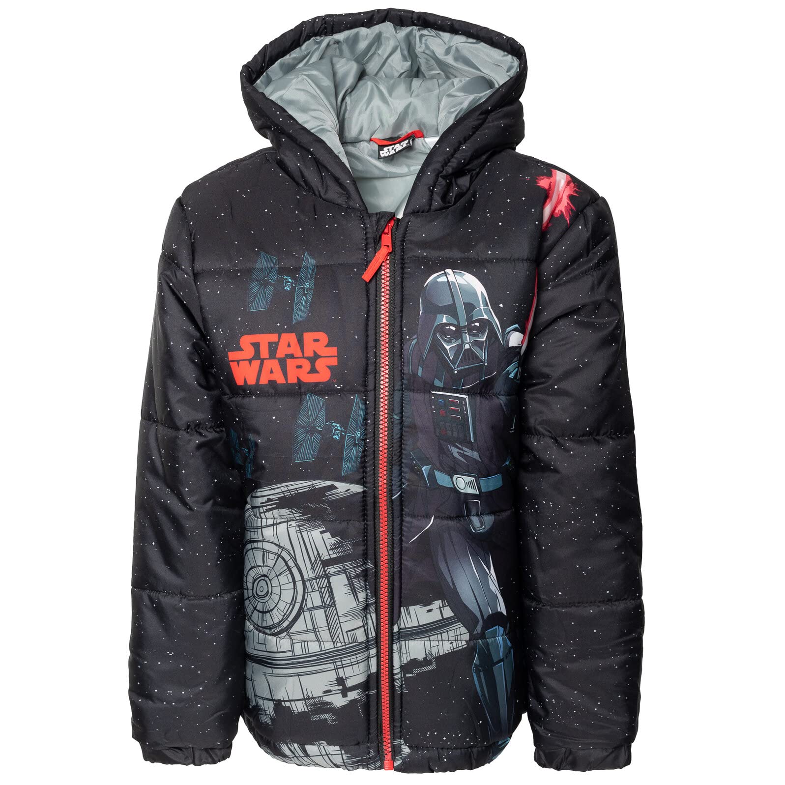 STAR WARS TIE Fighter Darth Vader Zip Up Puffer Jacket Little Kid to Big Kid