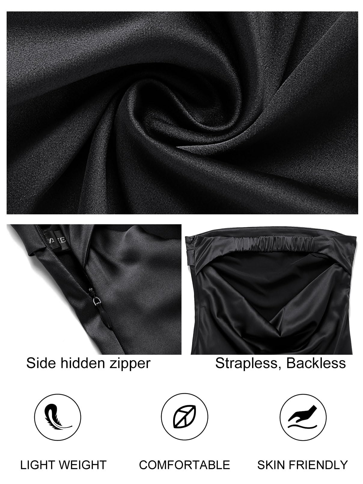 MEROKEETY Strapless Silk Maxi Dress Morbido Donna