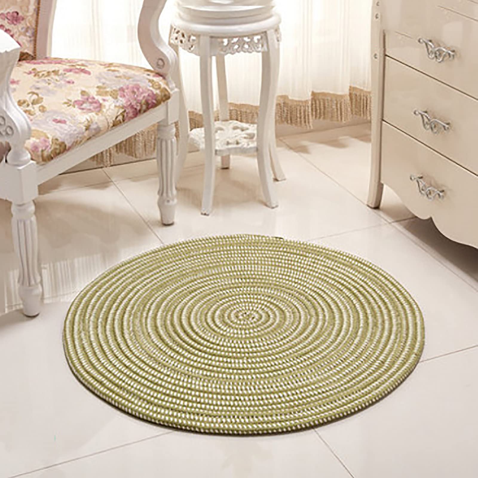 Tapis rond tressé d'intérieur et d'extérieur résistant et lavable
